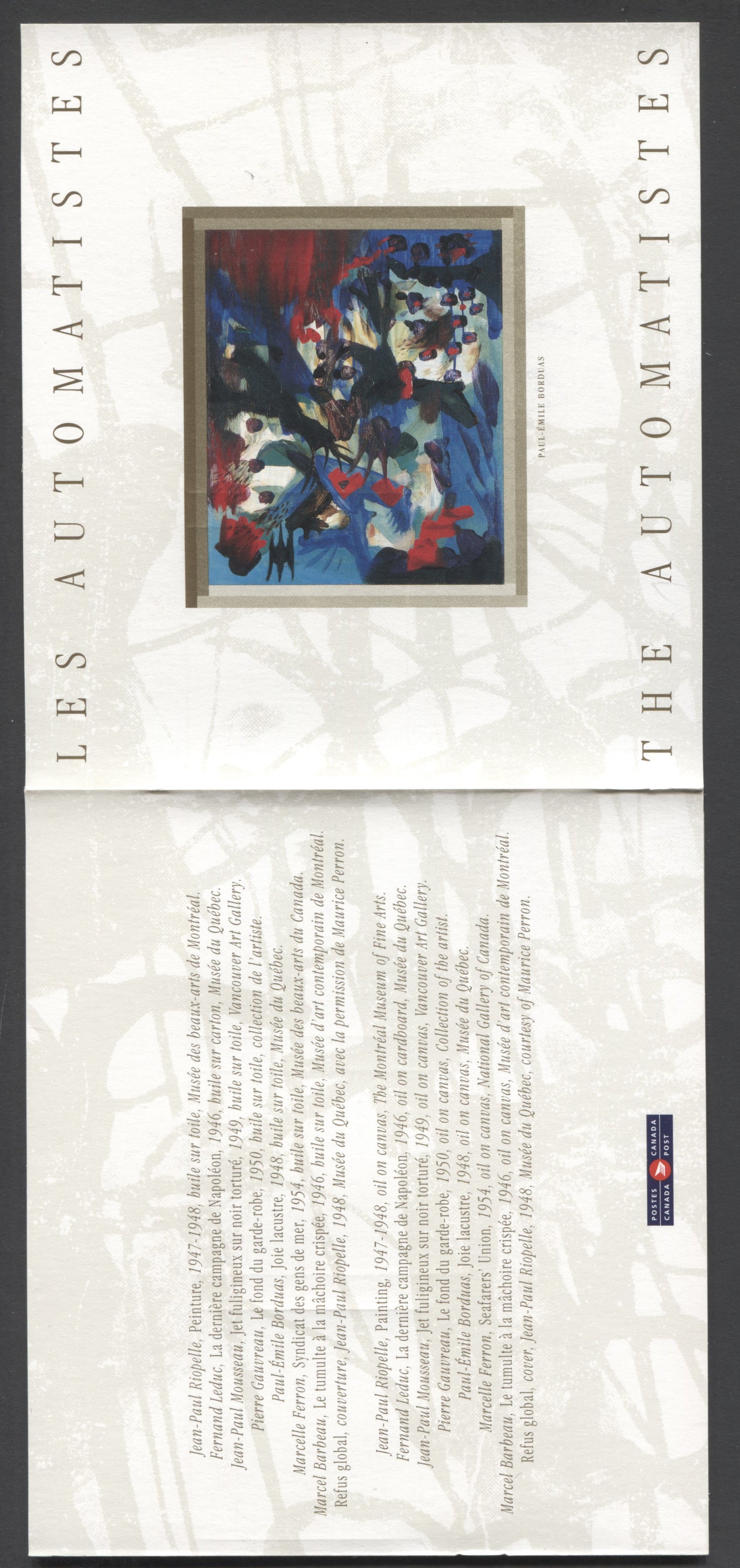 Canada #BK209a 1998 The Automatistes Issue, Complete $3.15 Booklet, Tullis Russell Coatings Paper, Dead Paper, 4 mm GT-4 Tagging