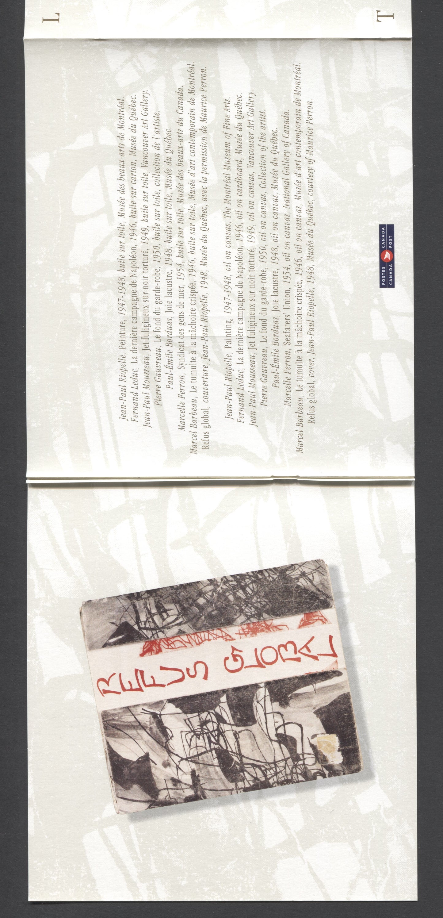 Canada #BK209a 1998 The Automatistes Issue, Complete $3.15 Booklet, Tullis Russell Coatings Paper, Dead Paper, 4 mm GT-4 Tagging