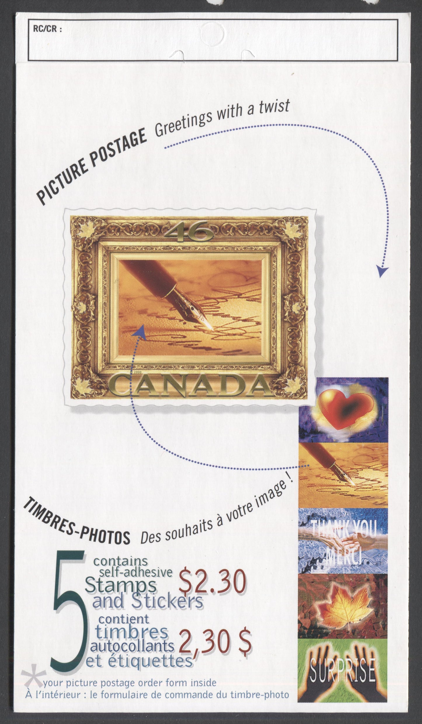 Canada #BK227a-b 2000 Picture Postage Issue, Complete $2.30 Booklet, JAC Paper, Dead Paper, 4 mm GT-4 Tagging