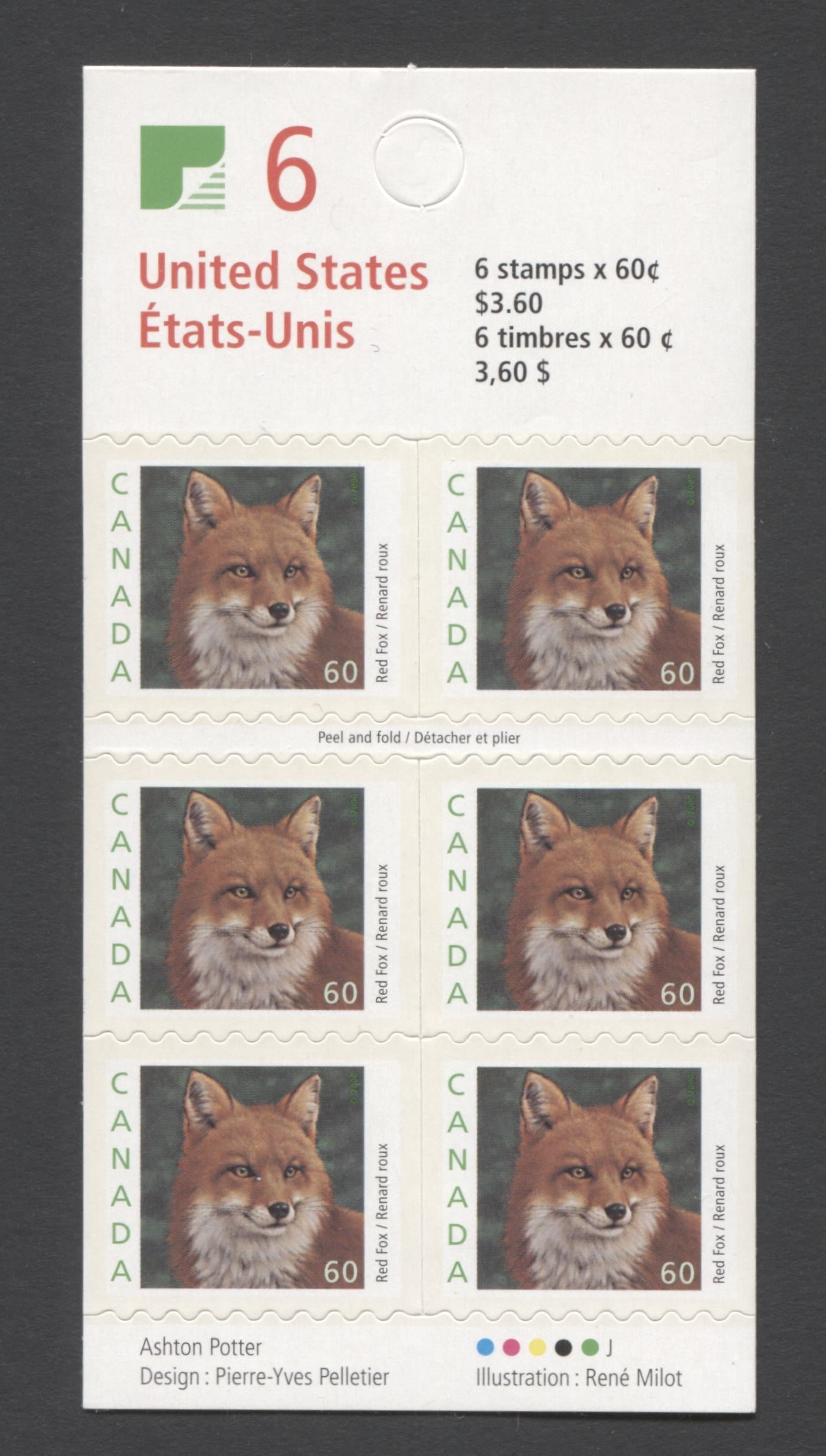 Canada #BK238a-b 2000-2003 Trades & Wildlife Definitives, Complete $3.60 Booklet, JAC Paper, 4 mm GT-4 Tagging