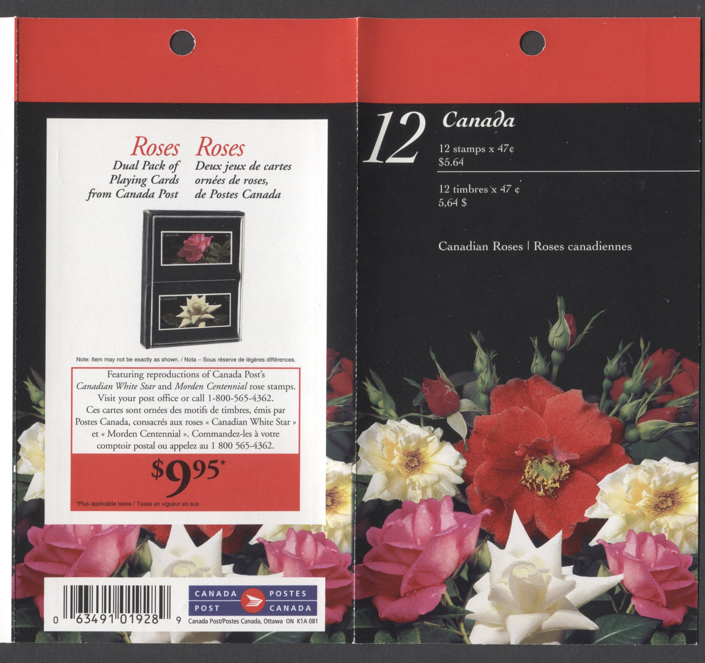 Canada #BK245a-b 2001 Roses Issue, Complete $5.64 Booklet, JAC Paper, Dead Paper, 4 mm GT-4 Tagging