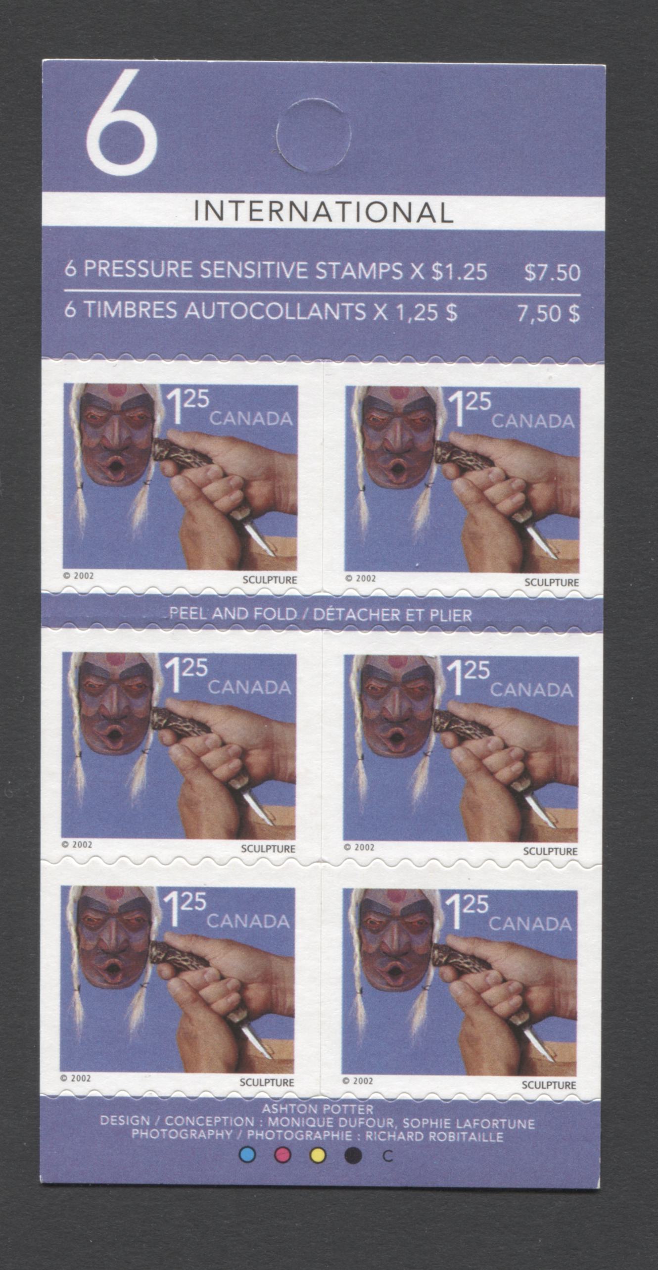 Canada #BK253a-b 2000-2003 Trades and Wildlife Definitive Issue, Complete $7.50 Booklet, JAC Paper, Dead Paper, 4 mm GT-4 Tagging