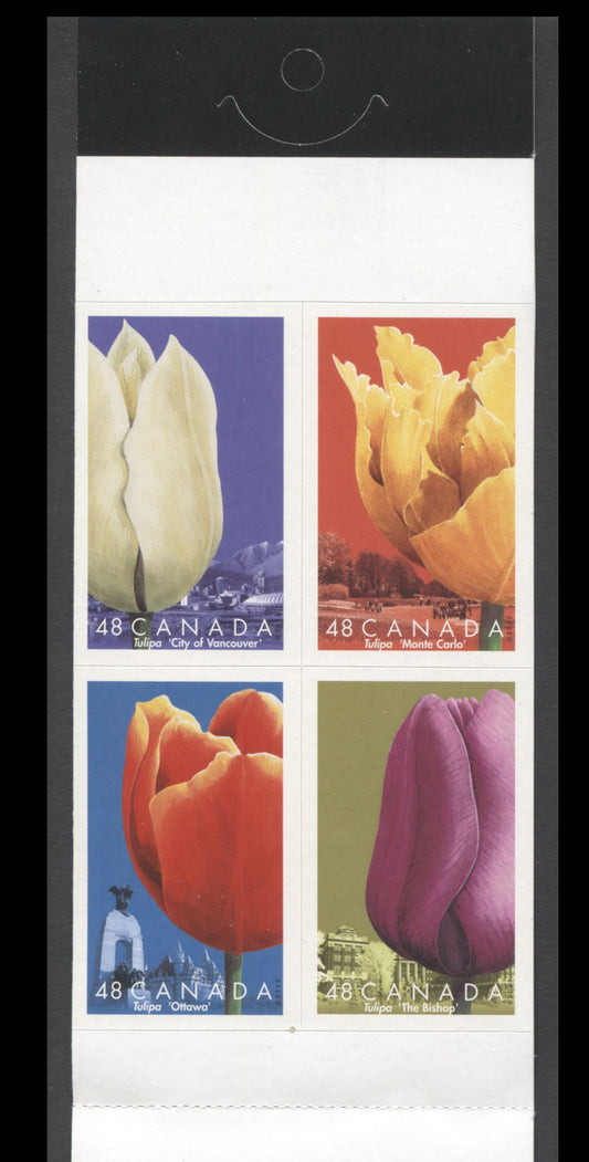 Canada #BK257a-b 2002 Tulips Issue, Complete $3.84 Booklet, Tullis Russell Coatings Paper, Dead Paper, 4 mm GT-4 Tagging