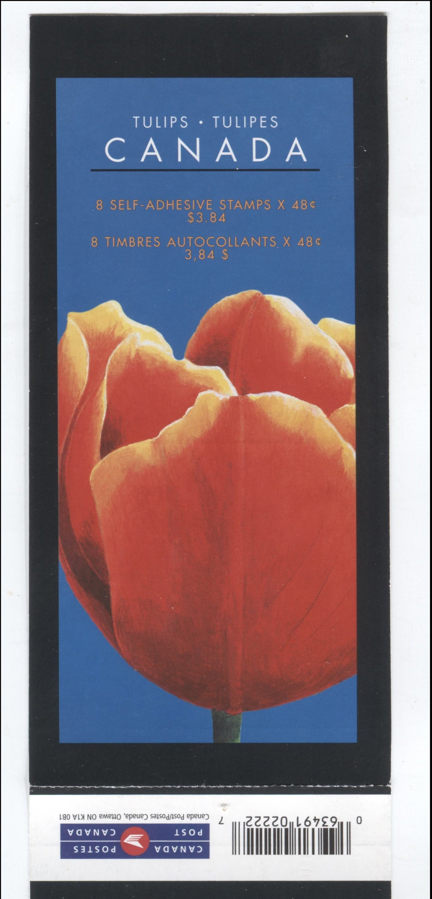 Canada #BK257a-b 2002 Tulips Issue, Complete $3.84 Booklet, Tullis Russell Coatings Paper, Dead Paper, 4 mm GT-4 Tagging