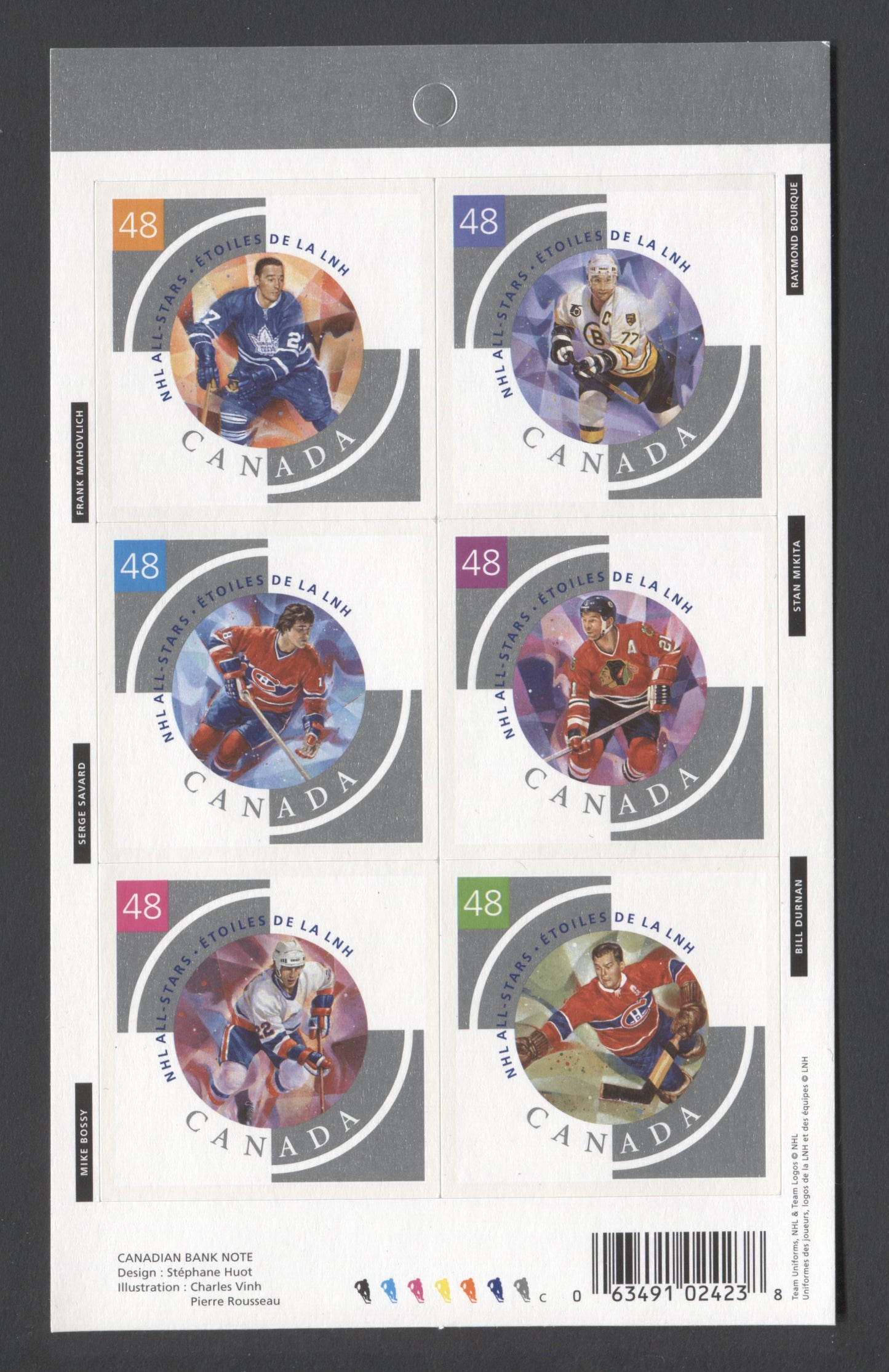Canada #BK265 2003 NHL All Stars Issue, Complete $2.88 Booklet, JAC Paper, Dead Paper, 4 mm GT-4 Tagging