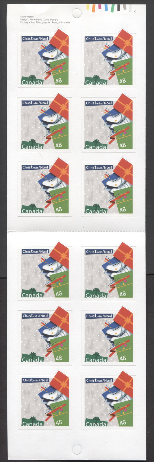 Canada #BK277-i 2003 Christmas Issue, Complete $5.76 Booklet, Tullis Russell Coatings Paper, Dead Paper, 4 mm GT-4 Tagging