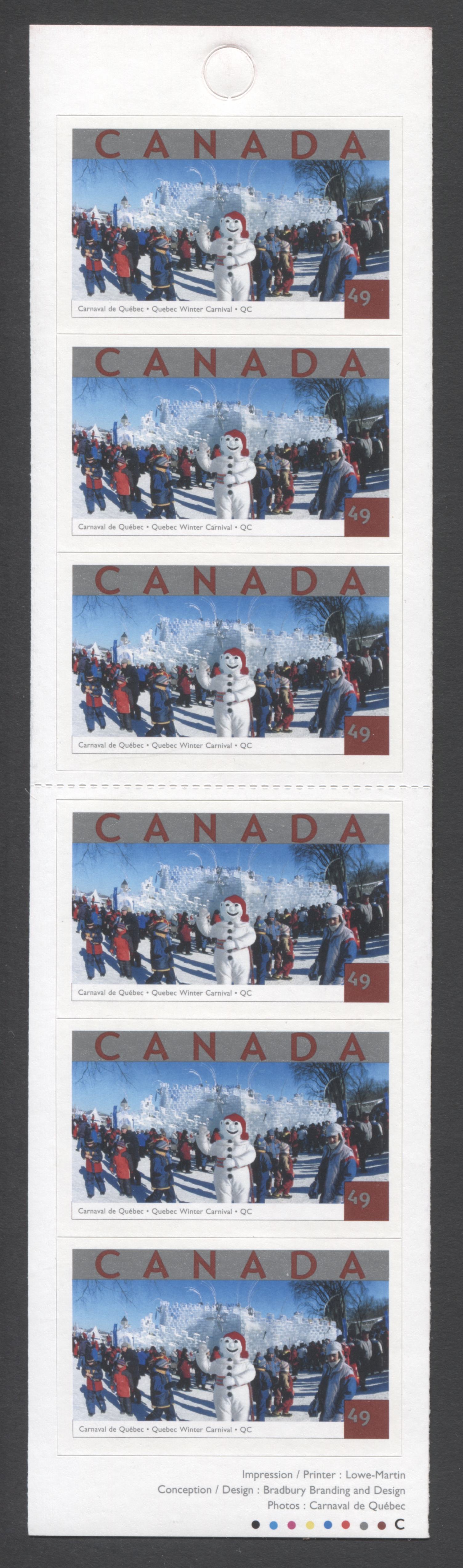 Canada #BK285 (SG #SB293) 2004 Quebec Winter Carnival Issue, Complete $2.94  Booklet, Front Cover