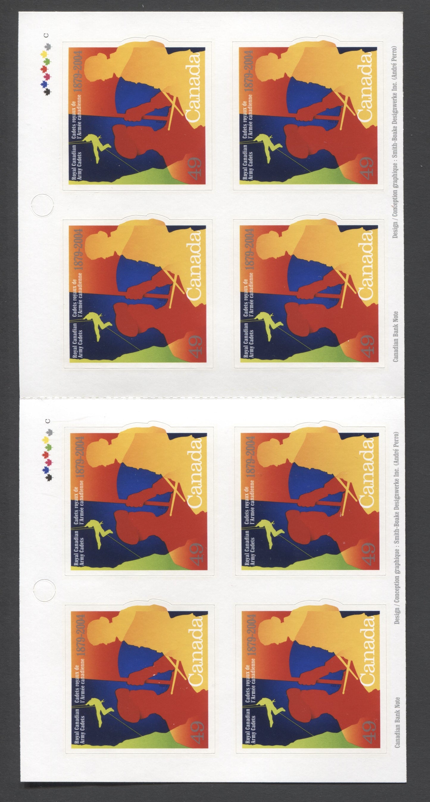 Canada #BK286 (SG #SB298) 2004 Army Cadets Issue, Complete $3.92  Booklet, Front Cover