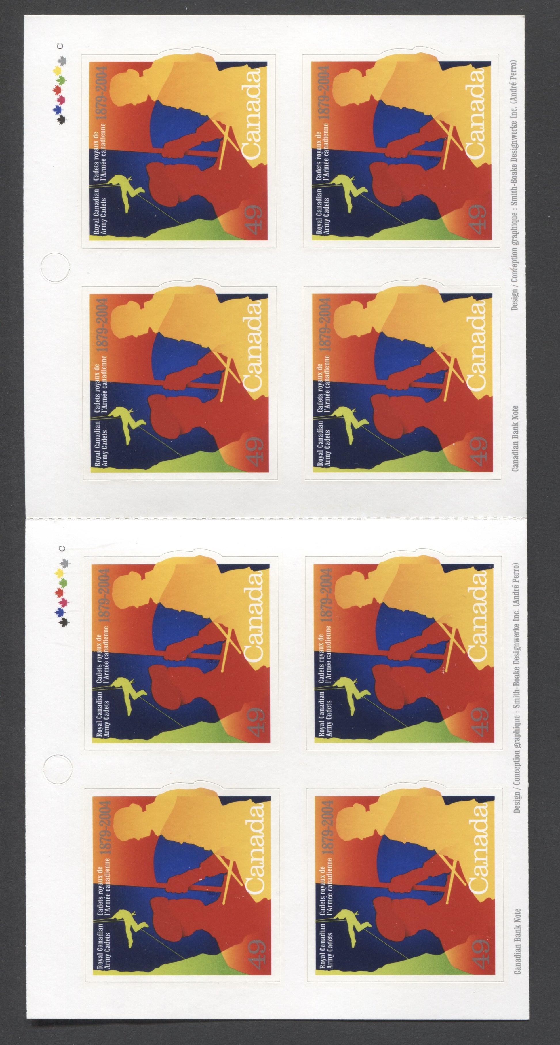 Canada #BK286 (SG #SB298) 2004 Army Cadets Issue, Complete $3.92  Booklet, Front Cover