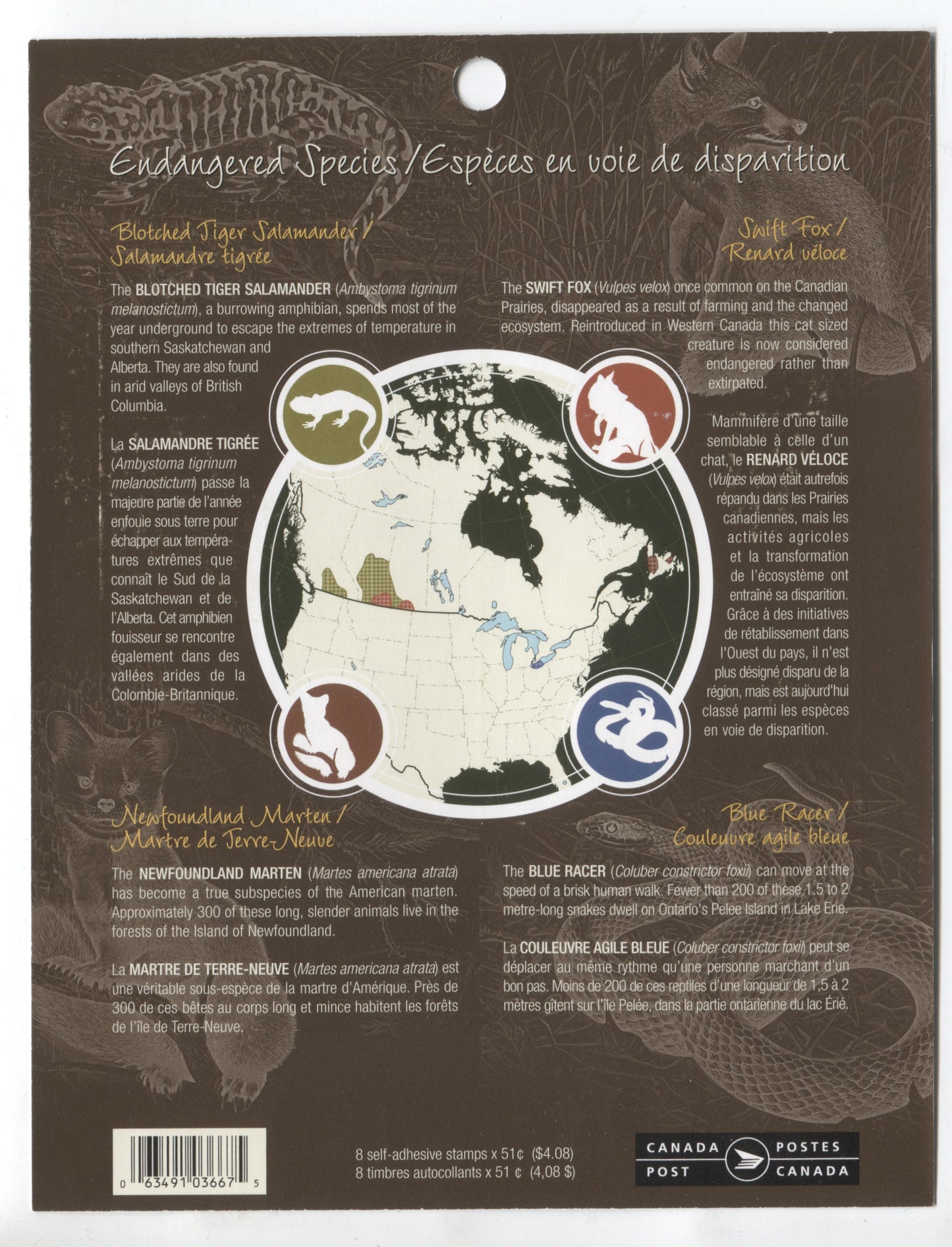 Canada #BK335 2006 Endangered Species Issue, Complete $4.08 Booklet, Tullis Russell Coatings Paper, Dead Paper, 4 mm GT-4 Tagging