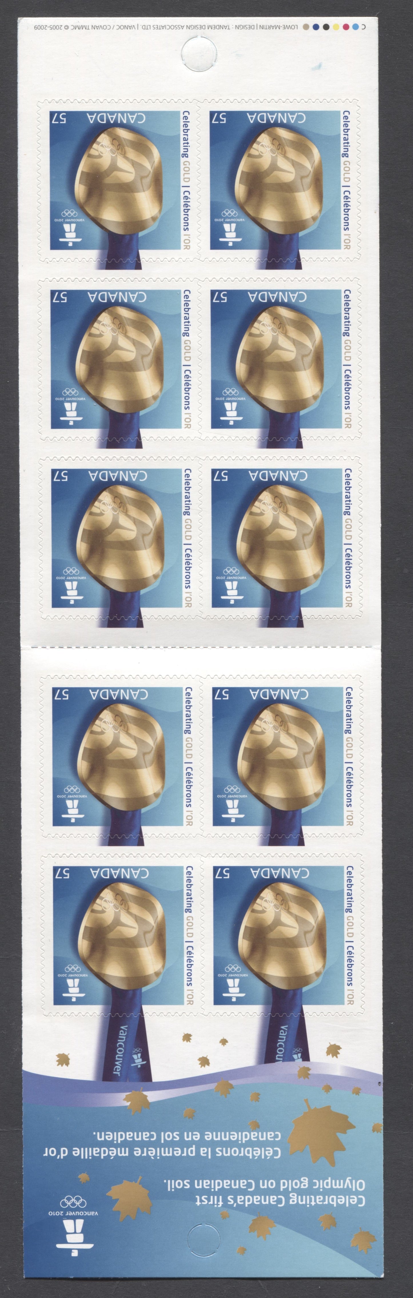 Canada #BK424 (SG #SB407) 2010 Canada Wins Gold Issue, Complete $5.7  Booklet, Front Cover