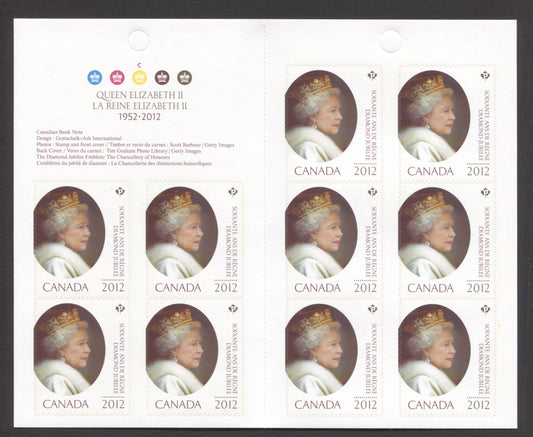 Canada #BK479 (SG #SB446) 2012 Queen Elizabeth II Diamond Jubilee Issue, Complete $6.1  Booklet, Front Cover