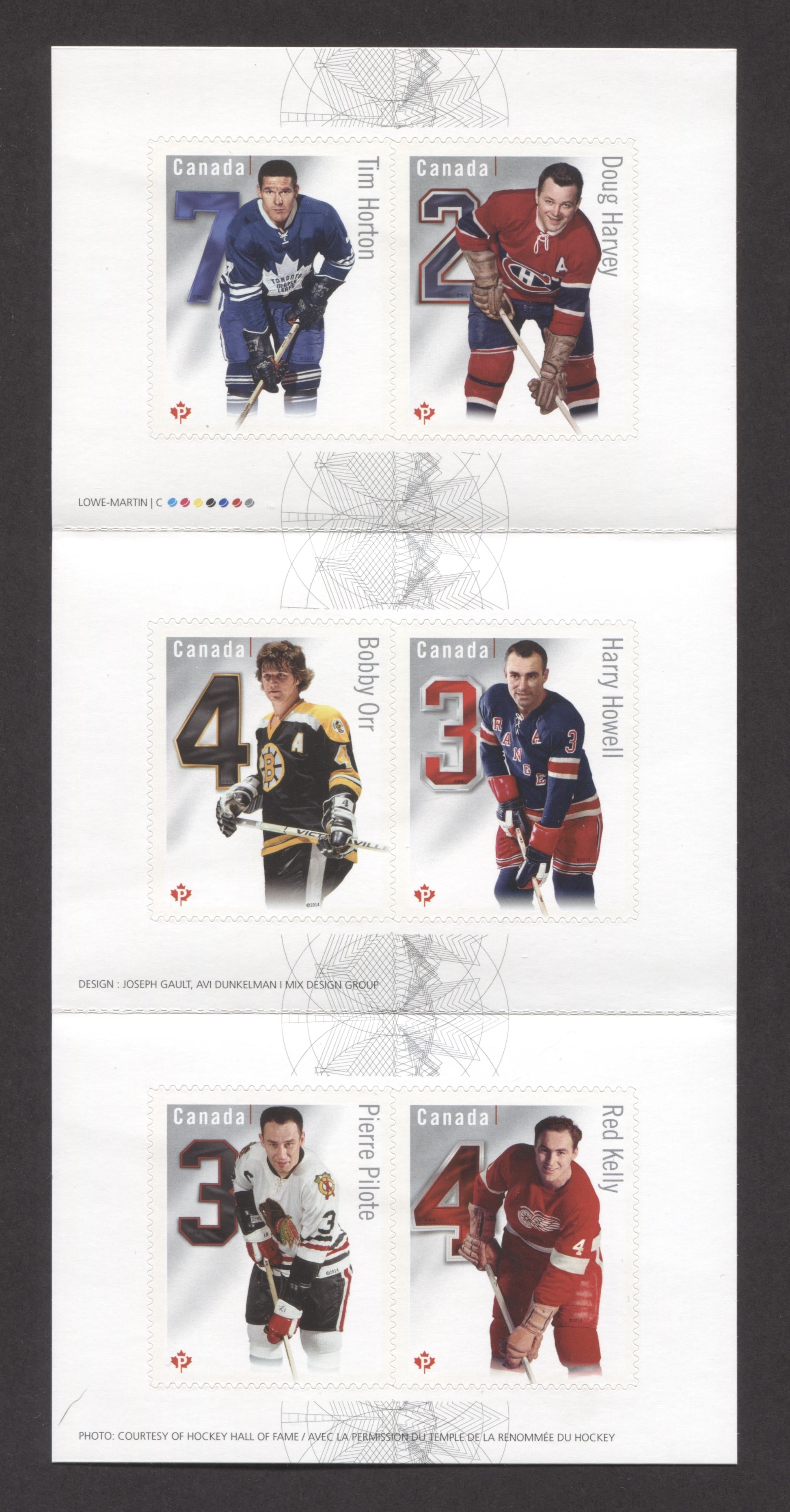Canada #BK604 (SG #SB552) 2014 Original Six Issue, Complete $8.5  Booklet, Front Cover