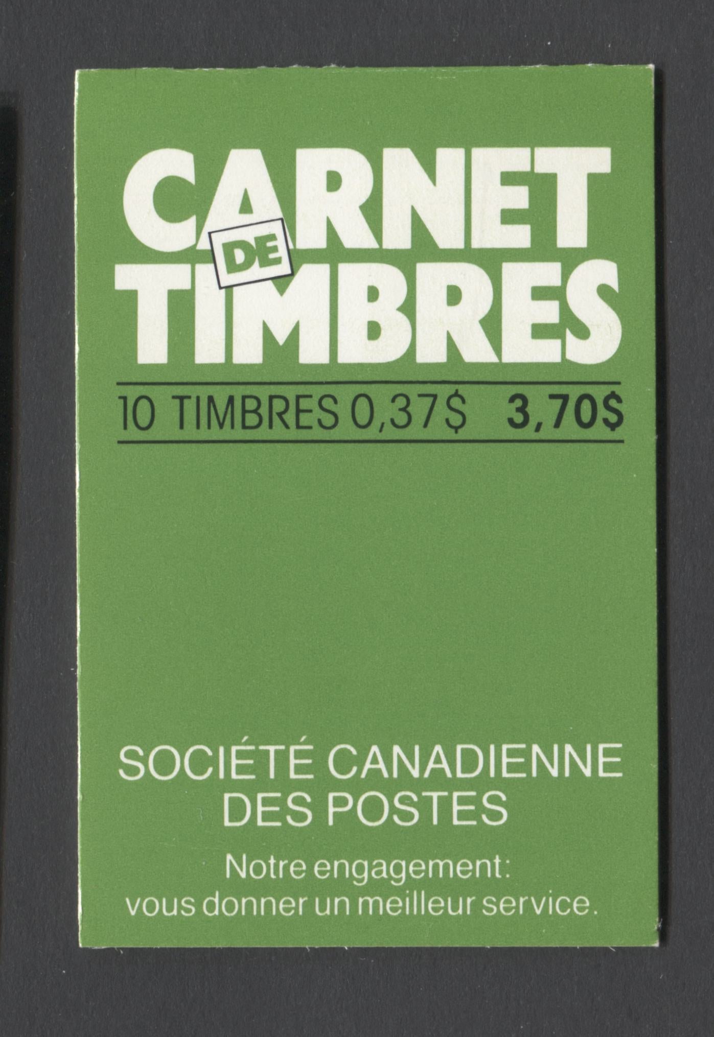 Canada #BK97a-d (SG #SB104) 1988-1996 Mammal and Architecture Issue, Complete $3.7  Booklet, Front Cover