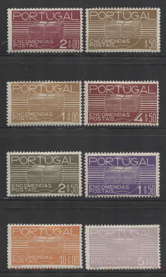 Lot 166 Portugal SC#Q18-Q25 1936 Parcel Post, a Fine OG and VFOG Complete Set, 2022 Scott Classic Cat $34.20 USD