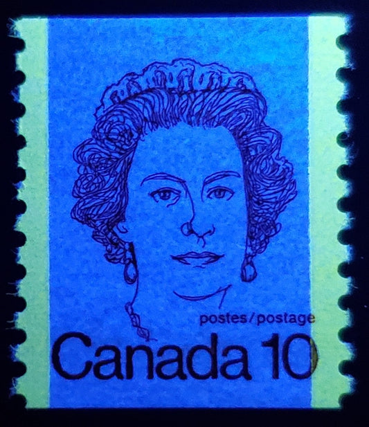 Canada #605vi 10c Dark Carmine Queen Elizabeth II, 1974-1976 Caricature Coil Definitives Issue, A VFNH Coil Single On Very Scarce HB Paper