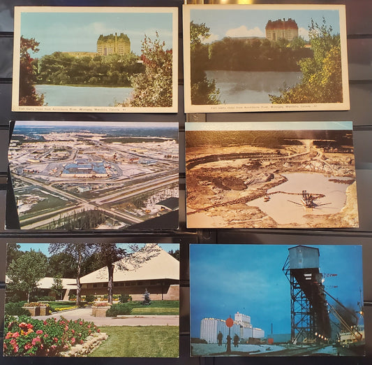 A Group of 6 Postcards From Manitoba, Showing Landmarks and Industrial Views, From The 1940's-1970's, Overall VF, Net Est. $4