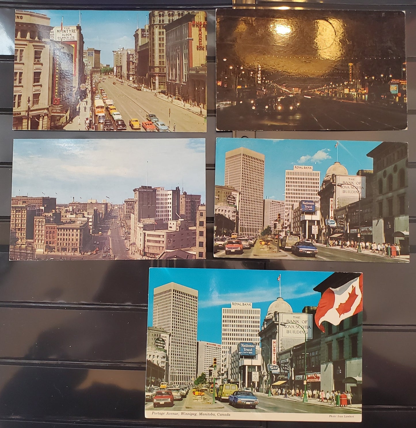 A Group of 5 Postcards From Winnipeg, Manitoba, Showing Portage and Main Streets, From The 1960's, Overall VF, Net Est. $5