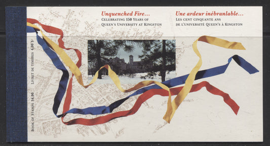 Canada #BK132a-b 1991 Queen's University Issue, Complete $4 Booklet, Coated Papers Paper, Dead Paper, 4 mm GT-4 Tagging Brixton Chrome 