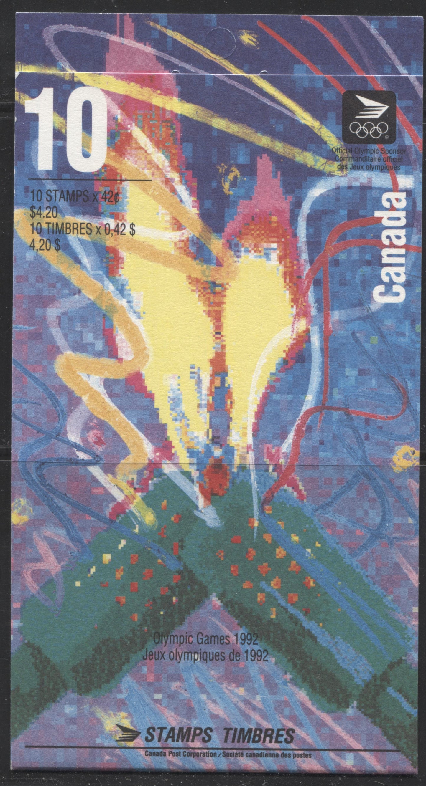 Canada #BK144a-c 1992 Winter Olympics Issue, Complete $4.20 Booklet, Coated Papers Paper, Dead Paper, 4 mm GT-4 Tagging Brixton Chrome 