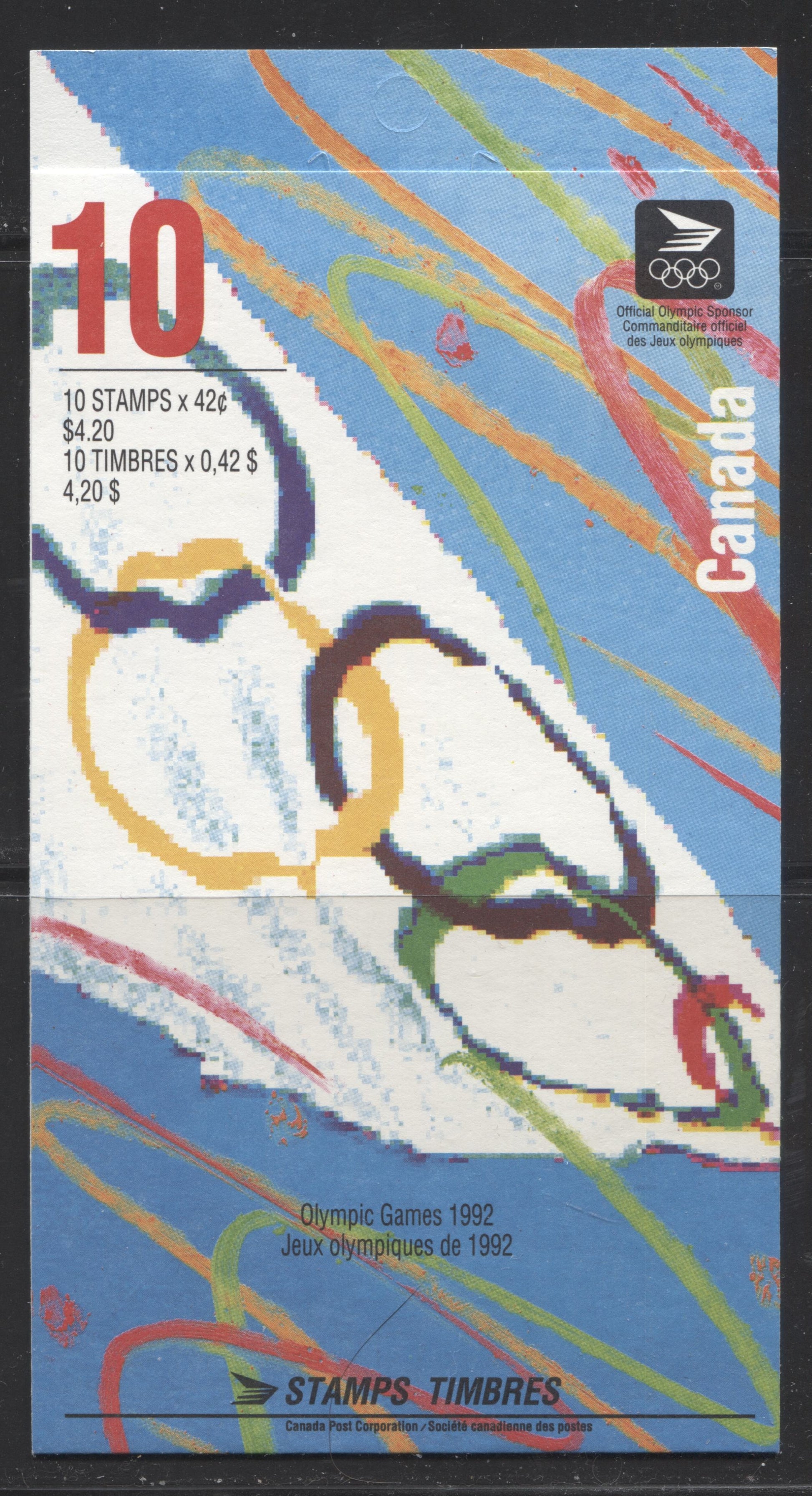 Canada #BK146a-d 1992 Summer Olympics Issue, Complete $4.20 Booklet, Harrison Paper, Dead Paper, 4 mm GT-4 Tagging Brixton Chrome 
