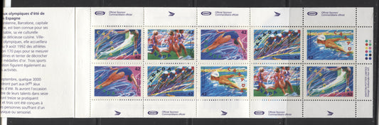 Canada #BK146a-d 1992 Summer Olympics Issue, Complete $4.20 Booklet, Harrison Paper, Dead Paper, 4 mm GT-4 Tagging Brixton Chrome 