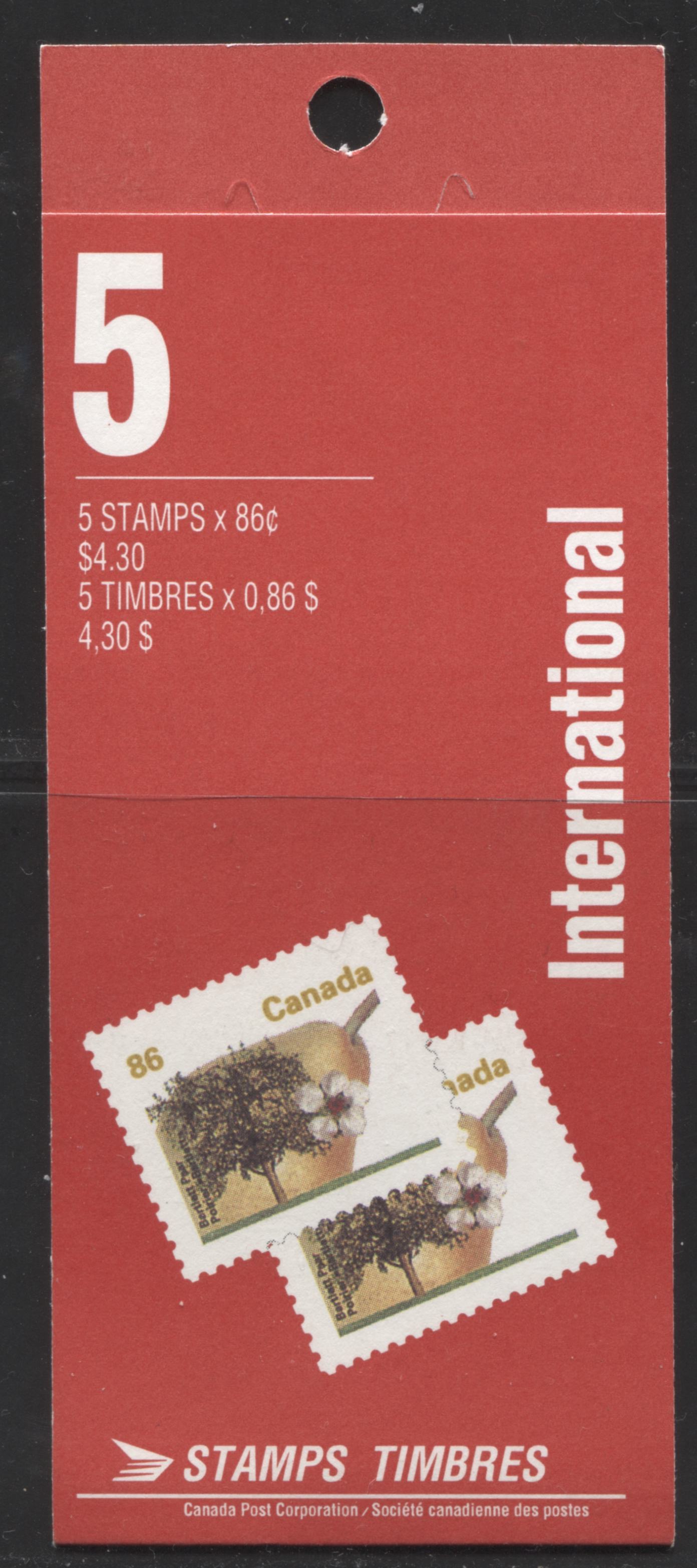 Canada #BK157a-d 1991-1998 Fruit and Flag Definitive Issue, Complete $4.30 Booklet, Coated Papers Paper, Dead Paper, 4 mm GT-4 Tagging Brixton Chrome 