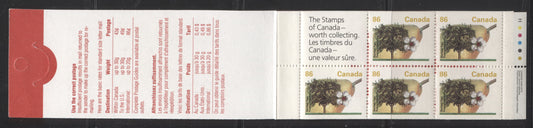 Canada #BK157Aa-Ad 1991-1998 Fruit and Flag Definitive Issue, Complete $4.30 Booklet, Harrison Paper, Dead Paper, 4 mm GT-4 Tagging Brixton Chrome 