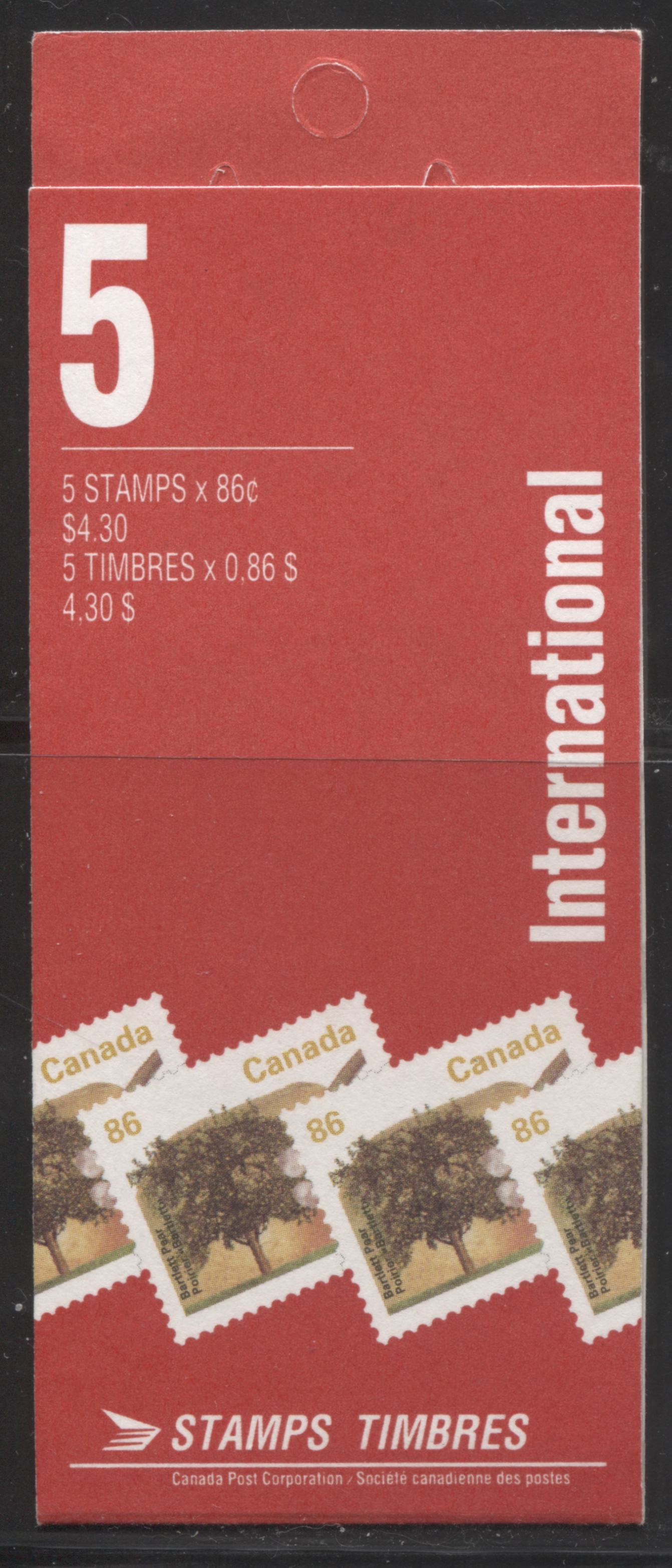 Canada #BK157Aa-Ad 1991-1998 Fruit and Flag Definitive Issue, Complete $4.30 Booklet, Harrison Paper, Dead Paper, 4 mm GT-4 Tagging Brixton Chrome 
