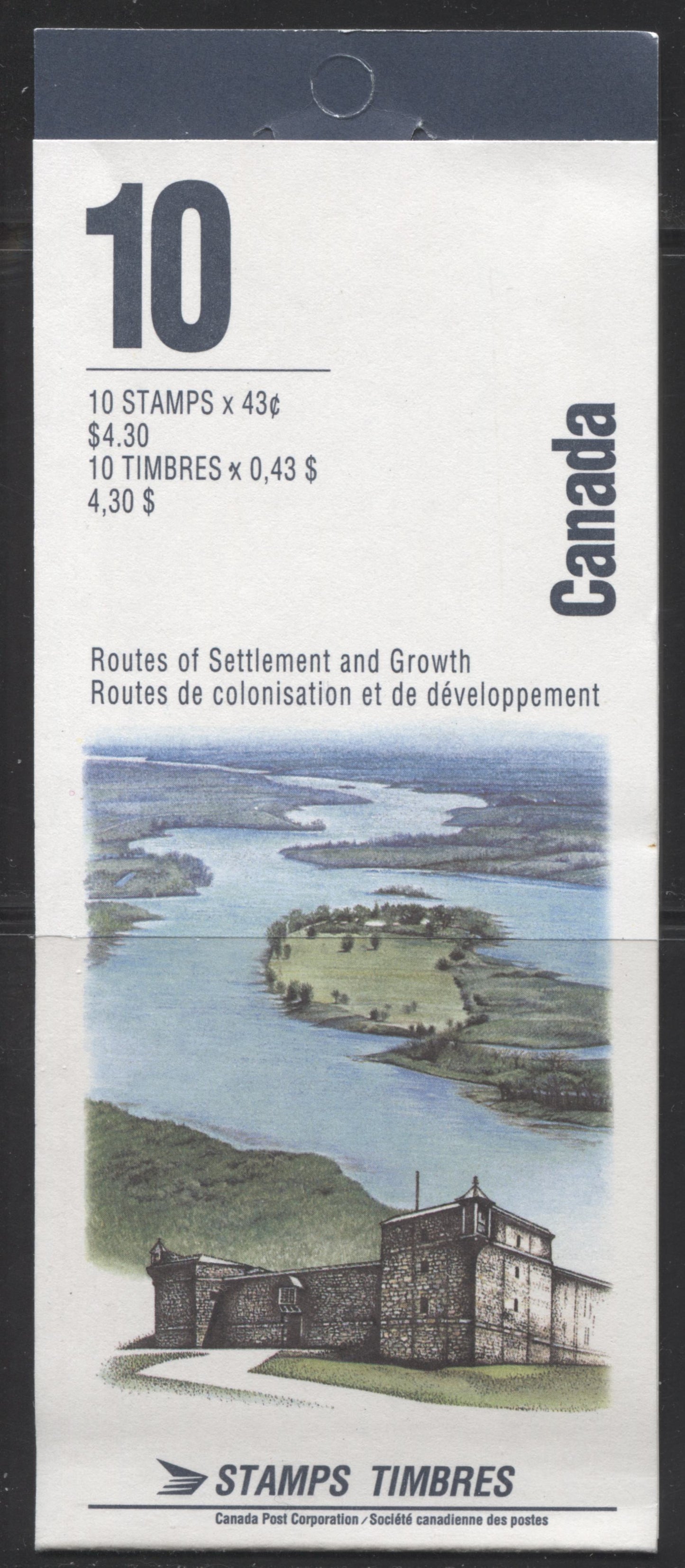 Canada #BK161a-b 1993 Heritage Rivers Issue, Complete $4.30 Booklet, Harrison Paper, Dead Paper, 4 mm GT-4 Tagging Brixton Chrome 