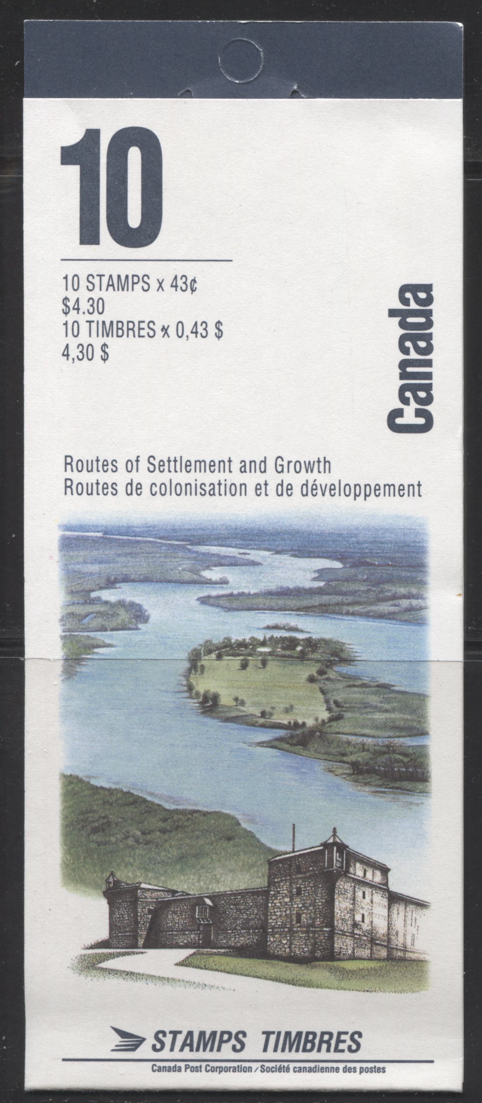 Canada #BK161a-b 1993 Heritage Rivers Issue, Complete $4.30 Booklet, Harrison Paper, Dead Paper, 4 mm GT-4 Tagging Brixton Chrome 