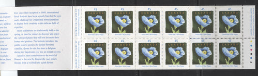 Canada #BK199a-b 1997 Quebec En Fluers 97 Issue, Complete $5.40 Booklet, Peterborough Paper, 4 mm GT-4 Tagging Brixton Chrome 