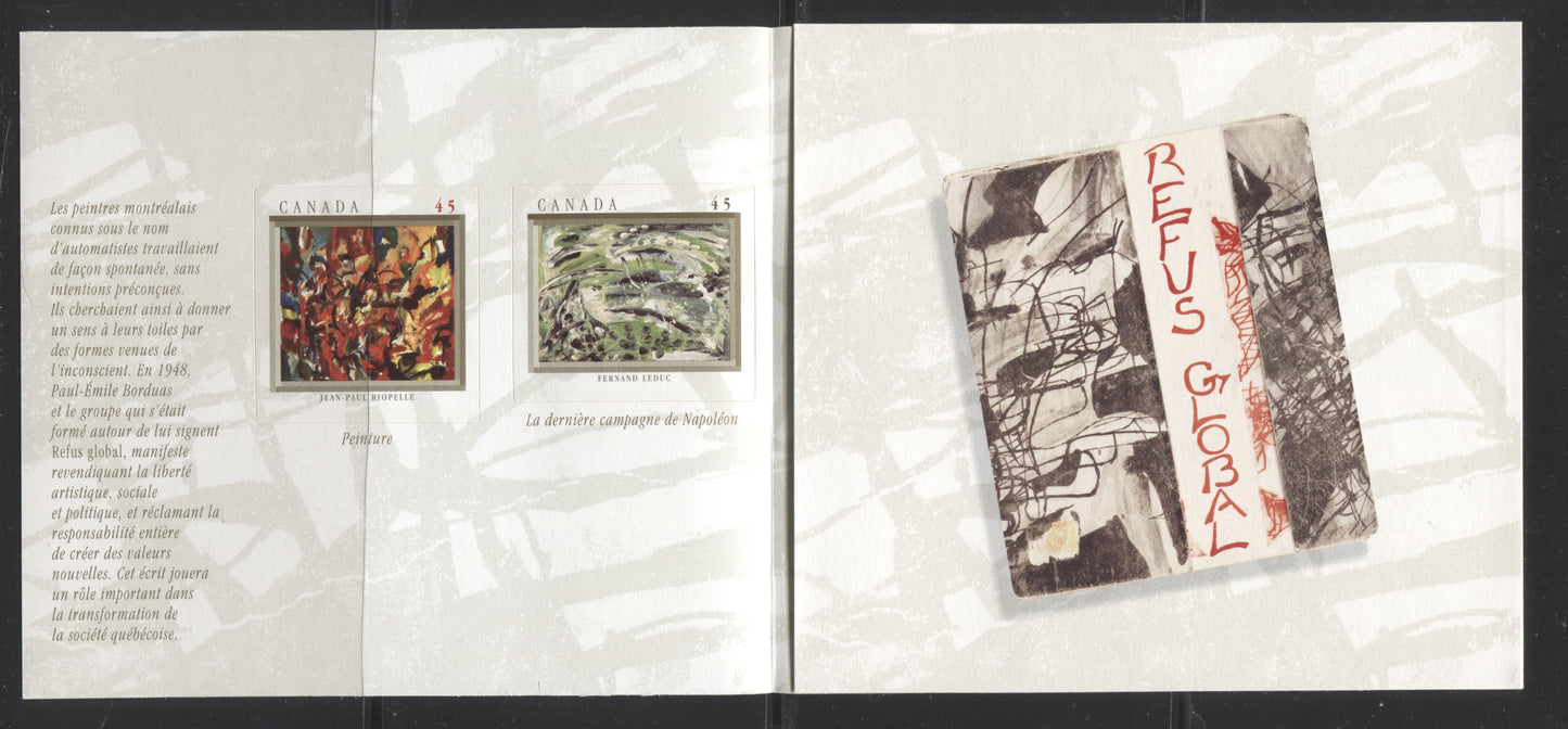 Canada #BK209a 1998 The Automatistes Issue, Complete $3.15 Booklet, Tullis Russell Coatings Paper, Dead Paper, 4 mm GT-4 Tagging Brixton Chrome 