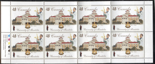 Canada #BK254a-b 2002 University of Manitoba Issue, Complete $3.84 Booklet, Tullis Russell Coatings Paper, Dead Paper, 4 mm GT-4 Tagging Brixton Chrome 