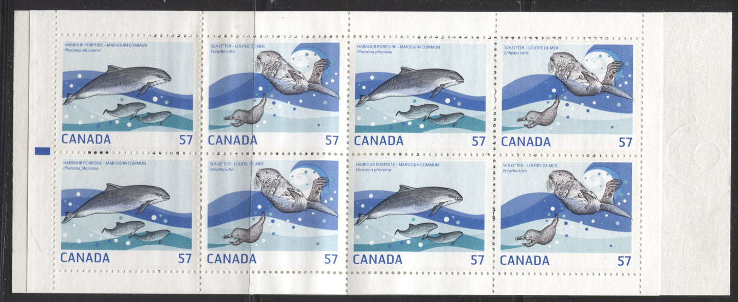 Canada #BK429-c 2010 Marine Life Issue, Complete $4.56 Booklet, Unknown, Dead Paper, 4 mm GT-4 Tagging Brixton Chrome 