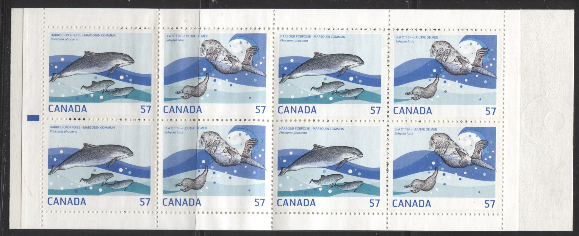 Canada #BK429-c 2010 Marine Life Issue, Complete $4.56 Booklet, Unknown, Dead Paper, 4 mm GT-4 Tagging Brixton Chrome 