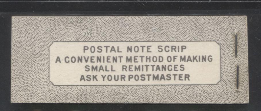 Lot 365 Canada #BK38a 1942-1949 War Issue Complete 25c, English Booklet Containing 1 Pane Each of 3 of 1c Green, 3c Rosy Plum and 4c Carmine Red, Harris Front Cover Type IVb , Back Cover Haiii, 7c & 6c Rate Page, Paper CBN-FFFFF