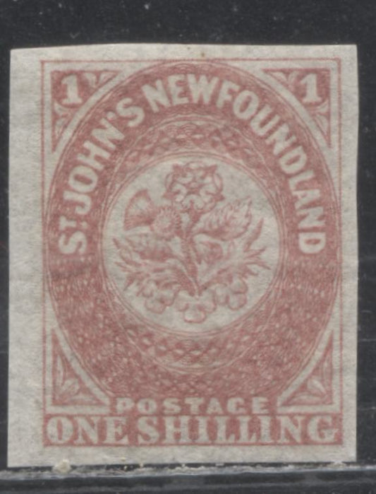 Newfoundland #23 1/- Rose, Heraldic Flowers, 1861-1862 Pence Issue, A XF Mint OG Example On Medium Hard Paper