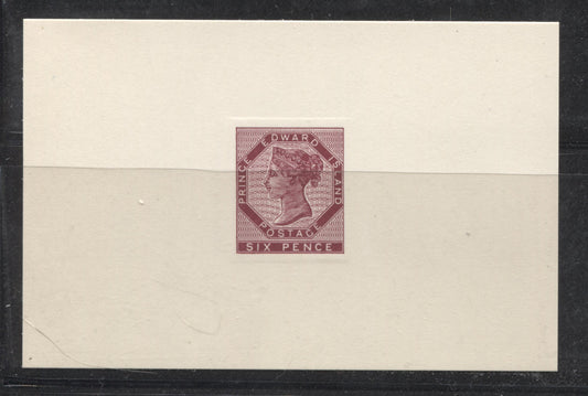 Prince Edward Island 6d Deep Maroon Posthumous "Red Cross" Raised Die Proof on Card Brixton Chrome 